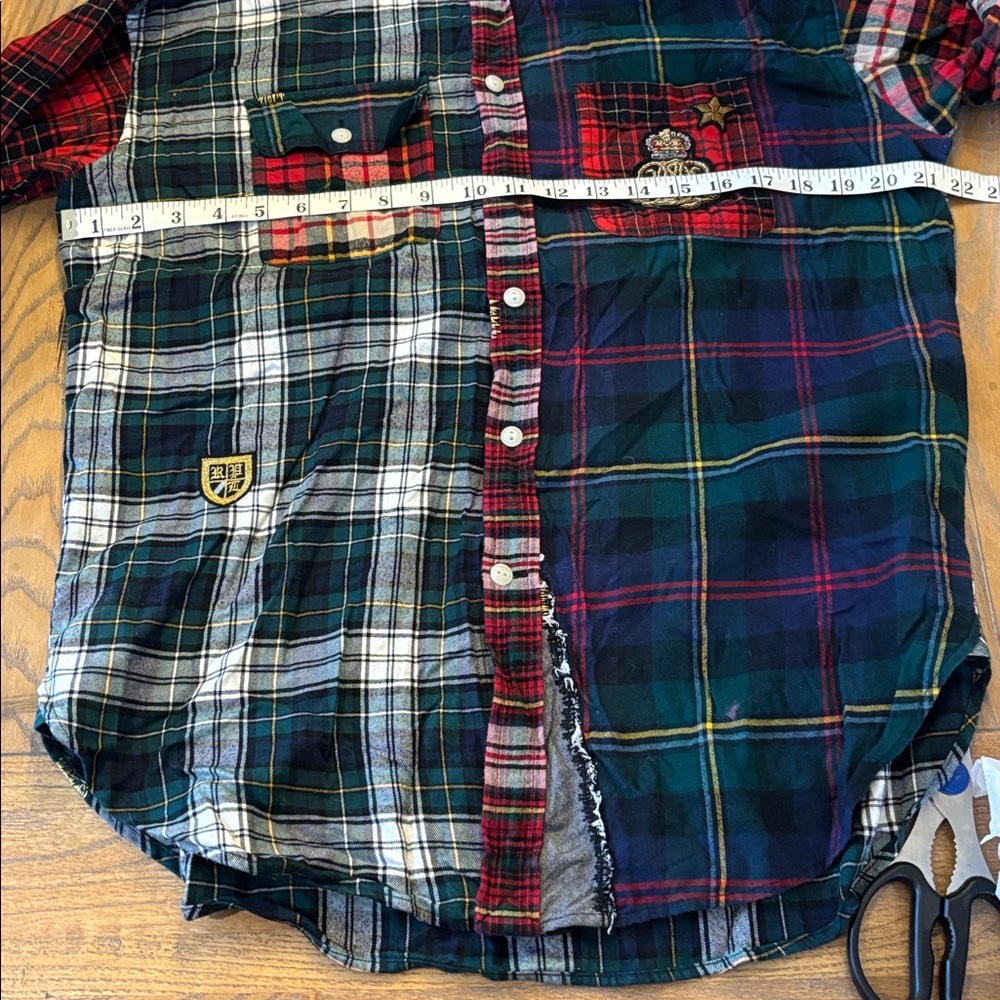 Rare ✨ Polo Ralph Lauren Flannel Patchwork Crest Button Down with Patches Small - Picture 7 of 7